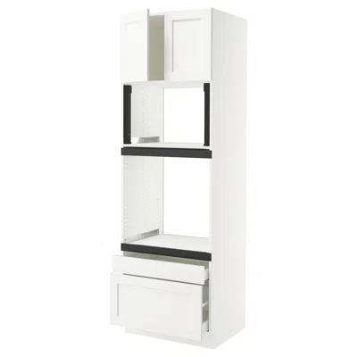 Ikea Sektion / Maximera High Cabinet For Oven/micro With 2 Drawerrs/2 Doors, White Enköping/white Wood Ef