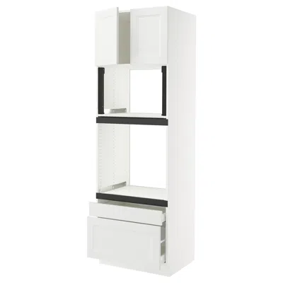 Ikea Sektion / Maximera High Cabinet For Oven/micro With 2 Drawerrs/2 Doors, White/axstad Matte White, 30
