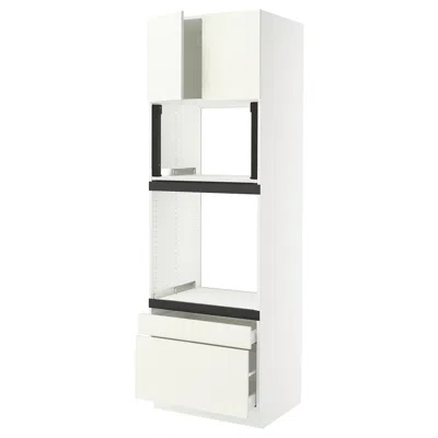 Ikea Sektion / Maximera High Cabinet For Oven/micro With 2 Drawerrs/2 Doors, White/vallstena White, 30x24