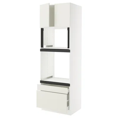 Ikea Sektion / Maximera High Cabinet For Oven/micro With 2 Drawerrs/2 Doors, White/veddinge White, 30x24x