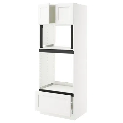 Ikea Sektion / Maximera High Cabinet For Oven/micro With Drawer/2 Doors, White Enköping/white Wood Effect