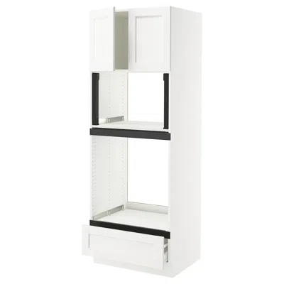 Ikea Sektion / Maximera High Cabinet For Oven/micro With Drawer/2 Doors, White Enköping/white Wood Effect