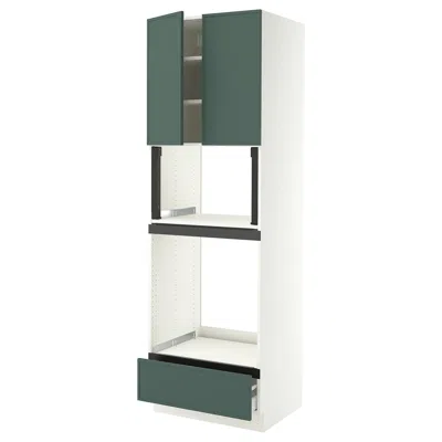 Ikea Sektion / Maximera High Cabinet For Oven/micro With Drawer/2 Doors, White/aspudden Dark Gray-green, 