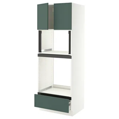 Ikea Sektion / Maximera High Cabinet For Oven/micro With Drawer/2 Doors, White/aspudden Dark Gray-green, 