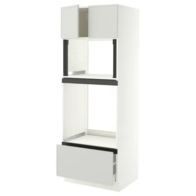 Ikea Sektion / Maximera High Cabinet For Oven/micro With Drawer/2 Doors, White/aspudden Light Gray, 30x24