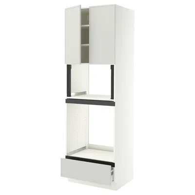 Ikea Sektion / Maximera High Cabinet For Oven/micro With Drawer/2 Doors, White/aspudden Light Gray, 30x24