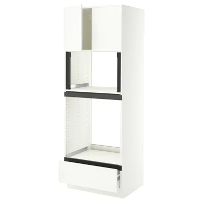 Ikea Sektion / Maximera High Cabinet For Oven/micro With Drawer/2 Doors, White/aspudden Matte White, 30x2