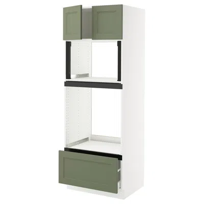 Ikea Sektion / Maximera High Cabinet For Oven/micro With Drawer/2 Doors, White/axstad Gray-green, 30x24x8