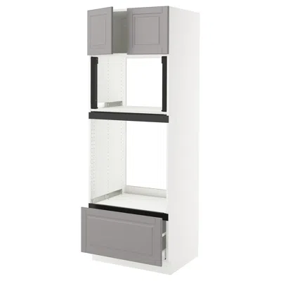 Ikea Sektion / Maximera High Cabinet For Oven/micro With Drawer/2 Doors, White/bodbyn Gray, 30x24x80 "