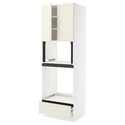 Ikea Sektion / Maximera High Cabinet For Oven/micro With Drawer/2 Doors, White/bodbyn Off-white, 30x24x90