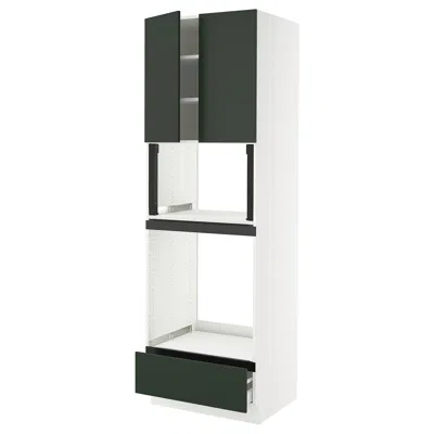 Ikea Sektion / Maximera High Cabinet For Oven/micro With Drawer/2 Doors, White/havstorp Deep Green, 30x24