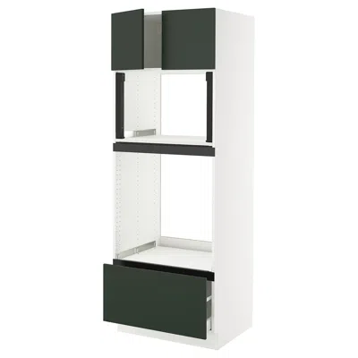 Ikea Sektion / Maximera High Cabinet For Oven/micro With Drawer/2 Doors, White/havstorp Deep Green, 30x24