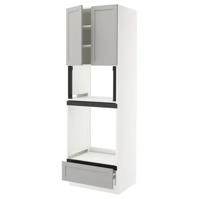 Ikea Sektion / Maximera High Cabinet For Oven/micro With Drawer/2 Doors, White/lerhyttan Light Gray, 30x2