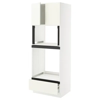 Ikea Sektion / Maximera High Cabinet For Oven/micro With Drawer/2 Doors, White/vallstena White, 30x24x80 