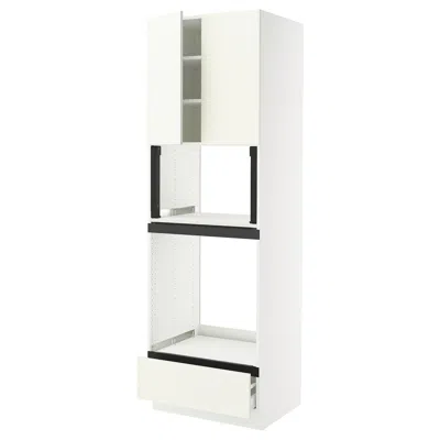 Ikea Sektion / Maximera High Cabinet For Oven/micro With Drawer/2 Doors, White/vallstena White, 30x24x90 
