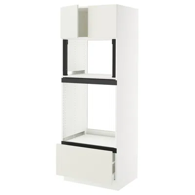 Ikea Sektion / Maximera High Cabinet For Oven/micro With Drawer/2 Doors, White/veddinge White, 30x24x80 "