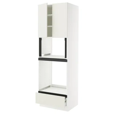 Ikea Sektion / Maximera High Cabinet For Oven/micro With Drawer/2 Doors, White/veddinge White, 30x24x90 "