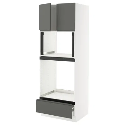 Ikea Sektion / Maximera High Cabinet For Oven/micro With Drawer/2 Doors, White/voxtorp Dark Gray, 30x24x8