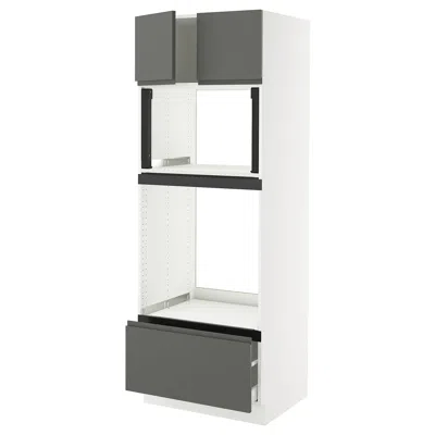 Ikea Sektion / Maximera High Cabinet For Oven/micro With Drawer/2 Doors, White/voxtorp Dark Gray, 30x24x8