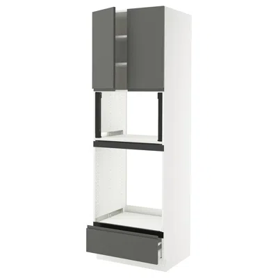 Ikea Sektion / Maximera High Cabinet For Oven/micro With Drawer/2 Doors, White/voxtorp Dark Gray, 30x24x9
