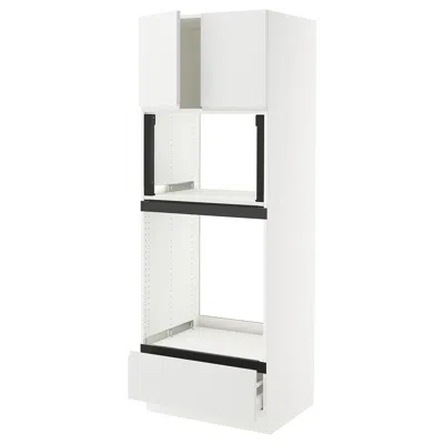 Ikea Sektion / Maximera High Cabinet For Oven/micro With Drawer/2 Doors, White/voxtorp Matte White, 30x24