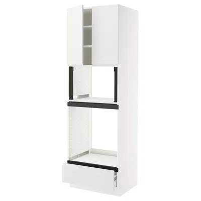 Ikea Sektion / Maximera High Cabinet For Oven/micro With Drawer/2 Doors, White/voxtorp Matte White, 30x24