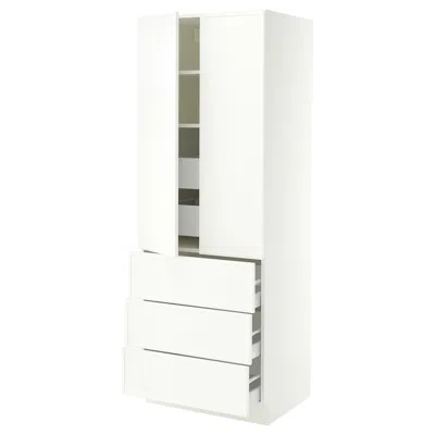 Ikea Sektion / Maximera High Cabinet With 2 Doors/3 Fronts/5 Drawers, White/aspudden Matte White, 30x24x8