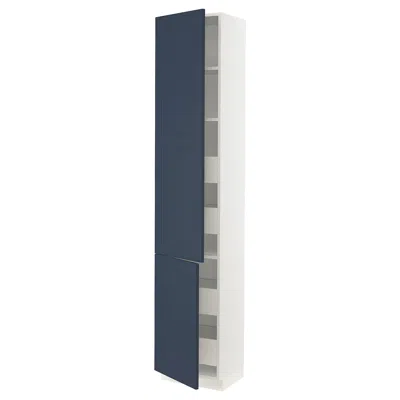 Ikea Sektion / Maximera High Cabinet With 2 Doors/shelves/4 Drawers, White Axstad/matte Blue, 18x15x90 "