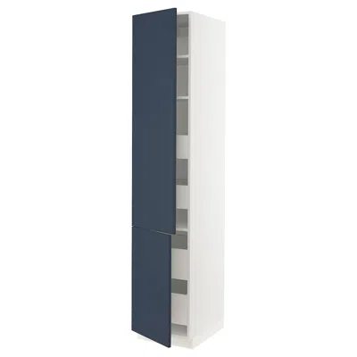 Ikea Sektion / Maximera High Cabinet With 2 Doors/shelves/4 Drawers, White Axstad/matte Blue, 18x24x90 "