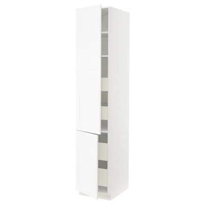 Ikea Sektion / Maximera High Cabinet With 2 Doors/shelves/4 Drawers, White Enköping/white Wood Effect, 18