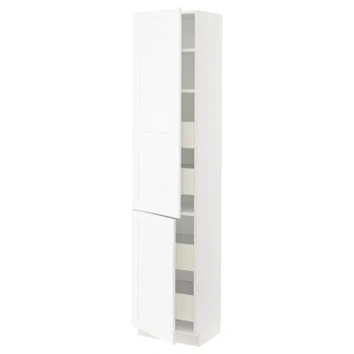 Ikea Sektion / Maximera High Cabinet With 2 Doors/shelves/4 Drawers, White Enköping/white Wood Effect, 18