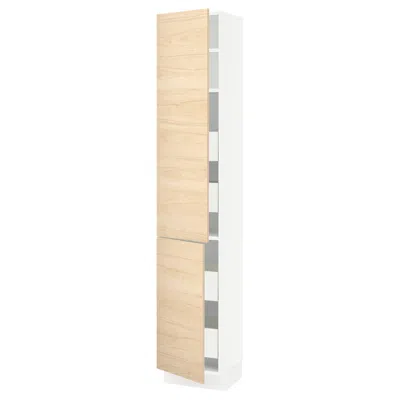 Ikea Sektion / Maximera High Cabinet With 2 Doors/shelves/4 Drawers, White/askersund Light Ash Effect, 15