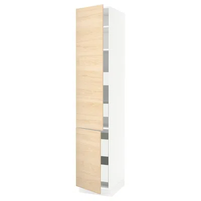 Ikea Sektion / Maximera High Cabinet With 2 Doors/shelves/4 Drawers, White/askersund Light Ash Effect, 18