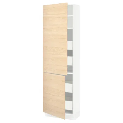 Ikea Sektion / Maximera High Cabinet With 2 Doors/shelves/4 Drawers, White/askersund Light Ash Effect, 24 In Brown