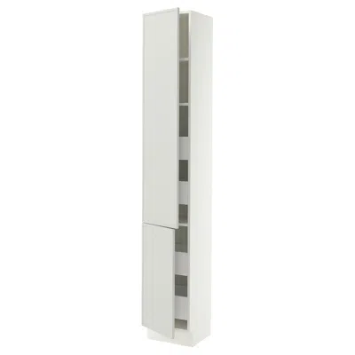 Ikea Sektion / Maximera High Cabinet With 2 Doors/shelves/4 Drawers, White/aspudden Light Gray, 15x15x90 