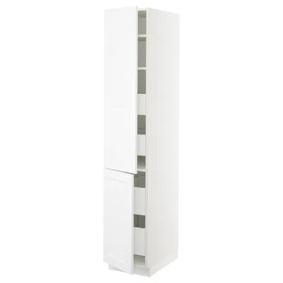 Ikea Sektion / Maximera High Cabinet With 2 Doors/shelves/4 Drawers, White/axstad Matte White, 15x24x80 "