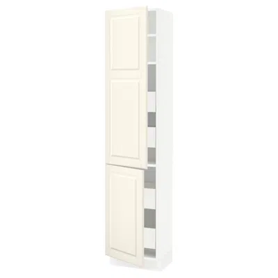 Ikea Sektion / Maximera High Cabinet With 2 Doors/shelves/4 Drawers, White/bodbyn Off-white, 18x15x80 "