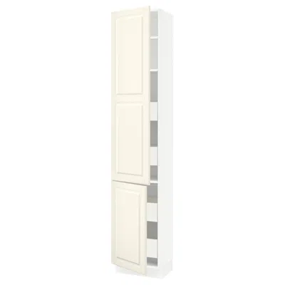 Ikea Sektion / Maximera High Cabinet With 2 Doors/shelves/4 Drawers, White/bodbyn Off-white, 18x15x90 "