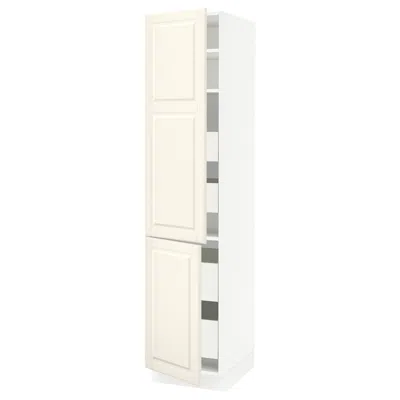 Ikea Sektion / Maximera High Cabinet With 2 Doors/shelves/4 Drawers, White/bodbyn Off-white, 18x24x80 "
