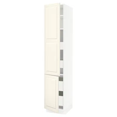 Ikea Sektion / Maximera High Cabinet With 2 Doors/shelves/4 Drawers, White/bodbyn Off-white, 18x24x90 "
