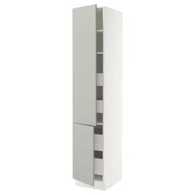 Ikea Sektion / Maximera High Cabinet With 2 Doors/shelves/4 Drawers, White/havstorp Light Gray, 18x24x90 