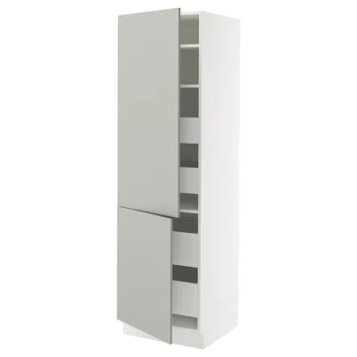 Ikea Sektion / Maximera High Cabinet With 2 Doors/shelves/4 Drawers, White/havstorp Light Gray, 24x24x80 
