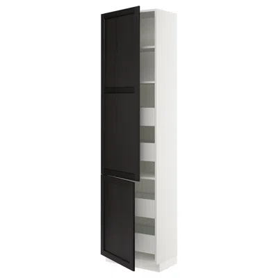 Ikea Sektion / Maximera High Cabinet With 2 Doors/shelves/4 Drawers, White/lerhyttan Black Stained, 24x15