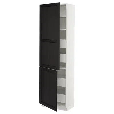 Ikea Sektion / Maximera High Cabinet With 2 Doors/shelves/4 Drawers, White/lerhyttan Black Stained, 24x15