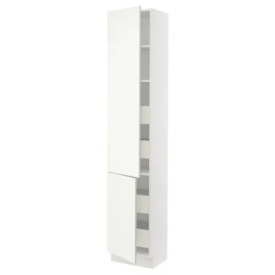 Ikea Sektion / Maximera High Cabinet With 2 Doors/shelves/4 Drawers, White/vallstena White, 18x15x90 "