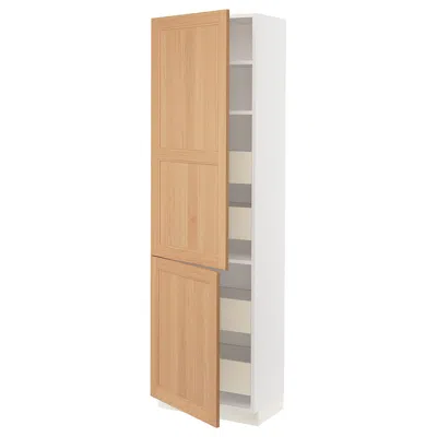 Ikea Sektion / Maximera High Cabinet With 2 Doors/shelves/4 Drawers, White/vedhamn Oak, 24x15x80 "