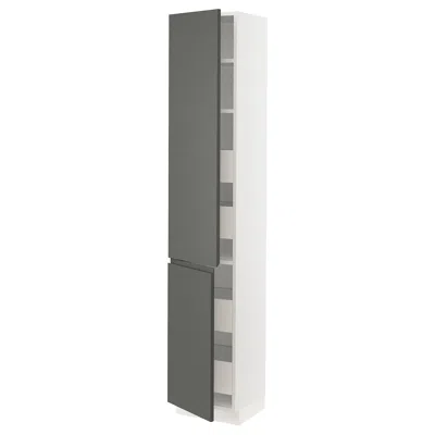 Ikea Sektion / Maximera High Cabinet With 2 Doors/shelves/4 Drawers, White/voxtorp Dark Gray, 15x15x80 "