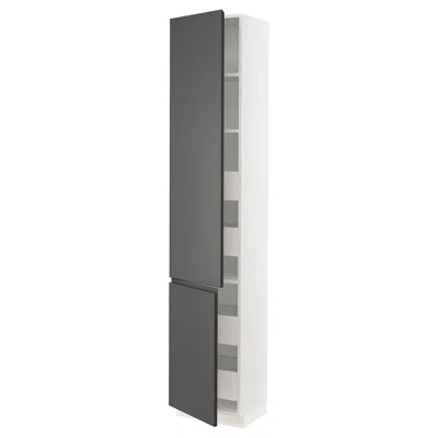 Ikea Sektion / Maximera High Cabinet With 2 Doors/shelves/4 Drawers, White/voxtorp Dark Gray, 18x15x90 "
