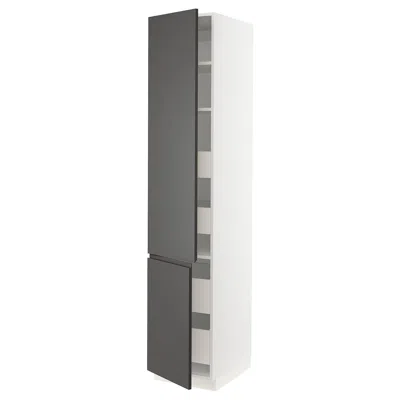 Ikea Sektion / Maximera High Cabinet With 2 Doors/shelves/4 Drawers, White/voxtorp Dark Gray, 18x24x90 "