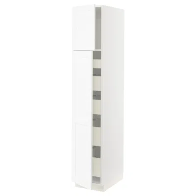 Ikea Sektion / Maximera High Cabinet With 2 Doors/shelves/5 Drawers, White Enköping/white Wood Effect, 15